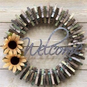 Homemade clothes pin wreath